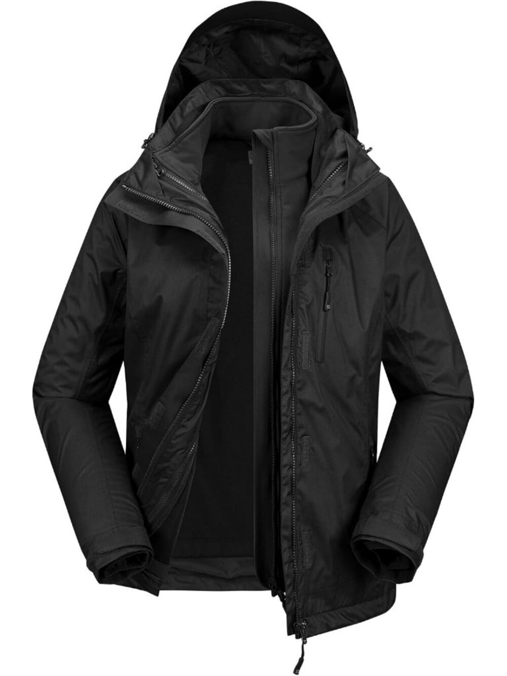 Women's 3-in-1 Hooded Waterproof Rain Jacket & Softshell Ski Coat - Versatile